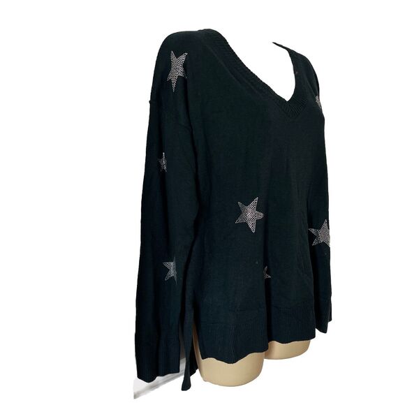 Knox Rose Sweater Star Long Sleeve V Neck Sweater Top Woman’s Size Large NWT - Picture 2 of 10